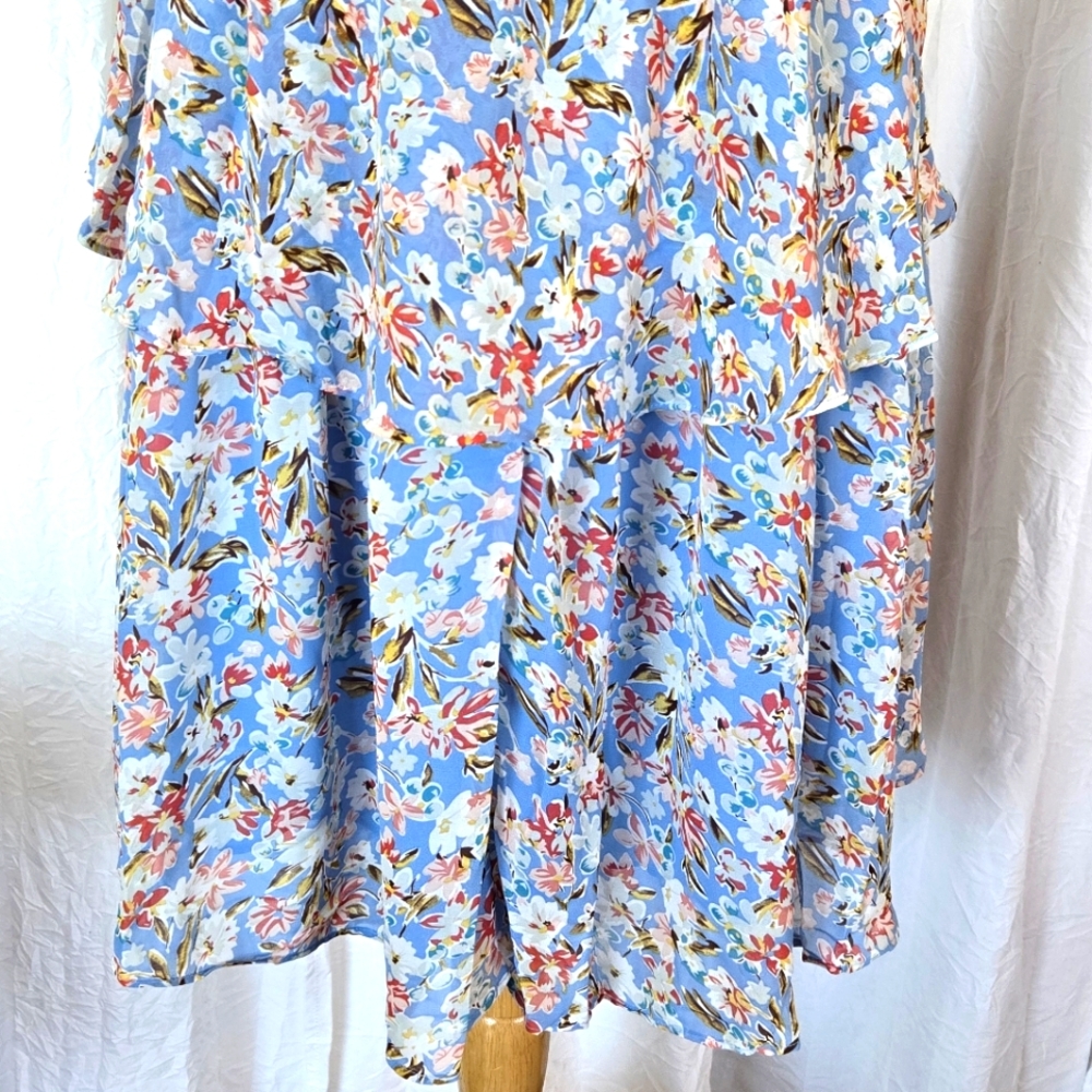 🏷️DAVI & DANI Blue Floral Keyhole Collar Tie Midi Dress 3X - Picture 5 of 9